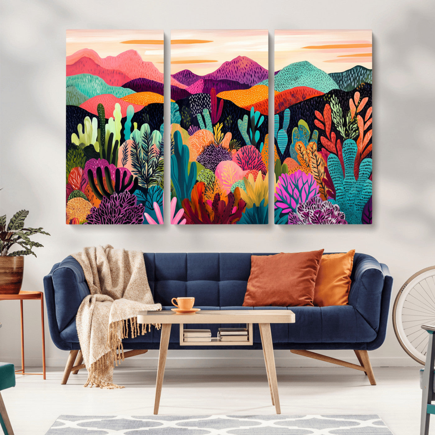 MGV-CV-48X32-3P - Abstract Kusama Print - Landscape Canvas Wall Art Print - Vibrant Modern Decor for Living Room,