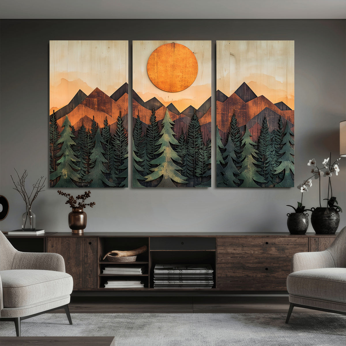 Sunset Mountain Landscape Canvas Wall Art Print - Nature Decor for ...