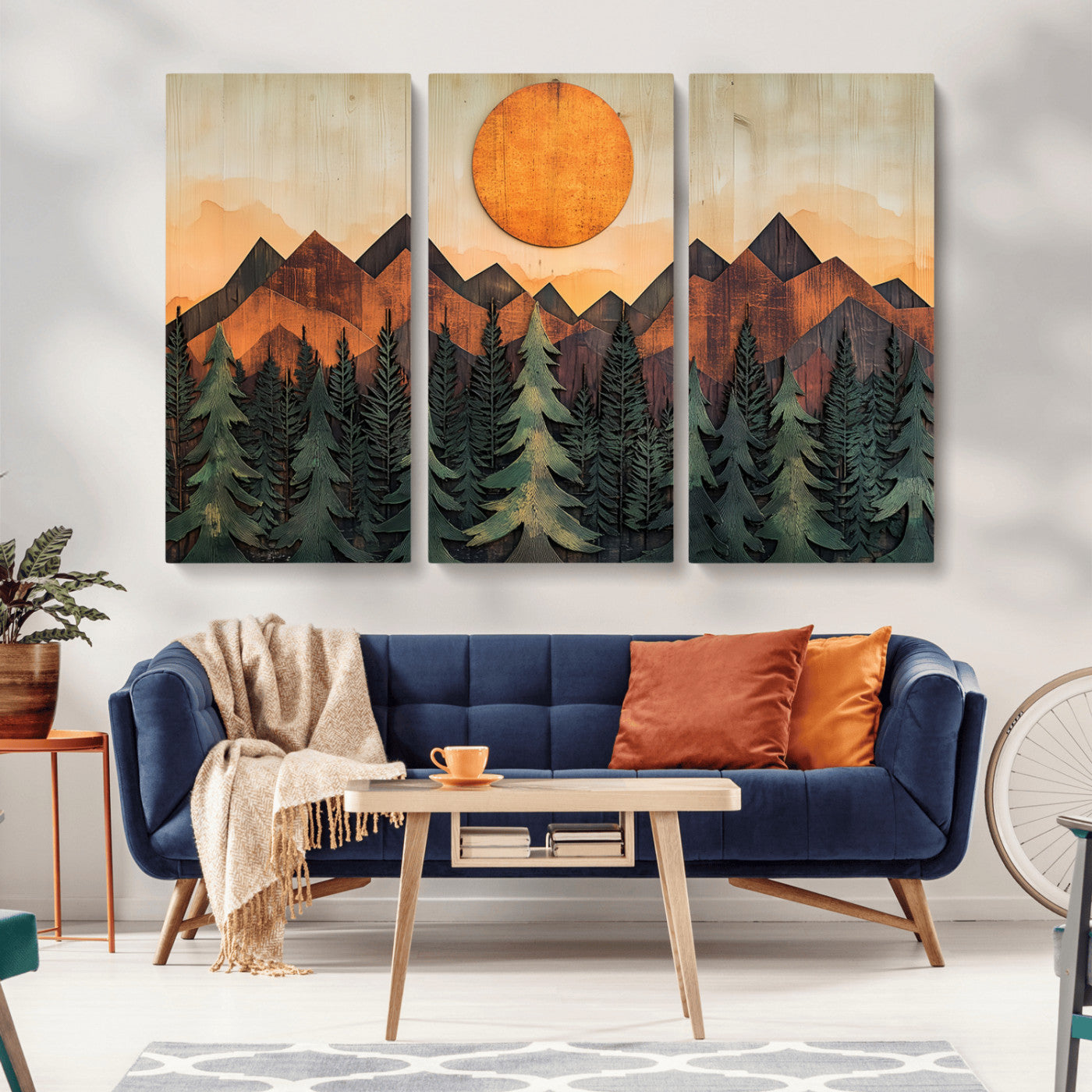 MGV-CV-48X32-3P - Sunset Mountain Landscape Canvas Wall Art Print - Nature Decor for Living Room, Office