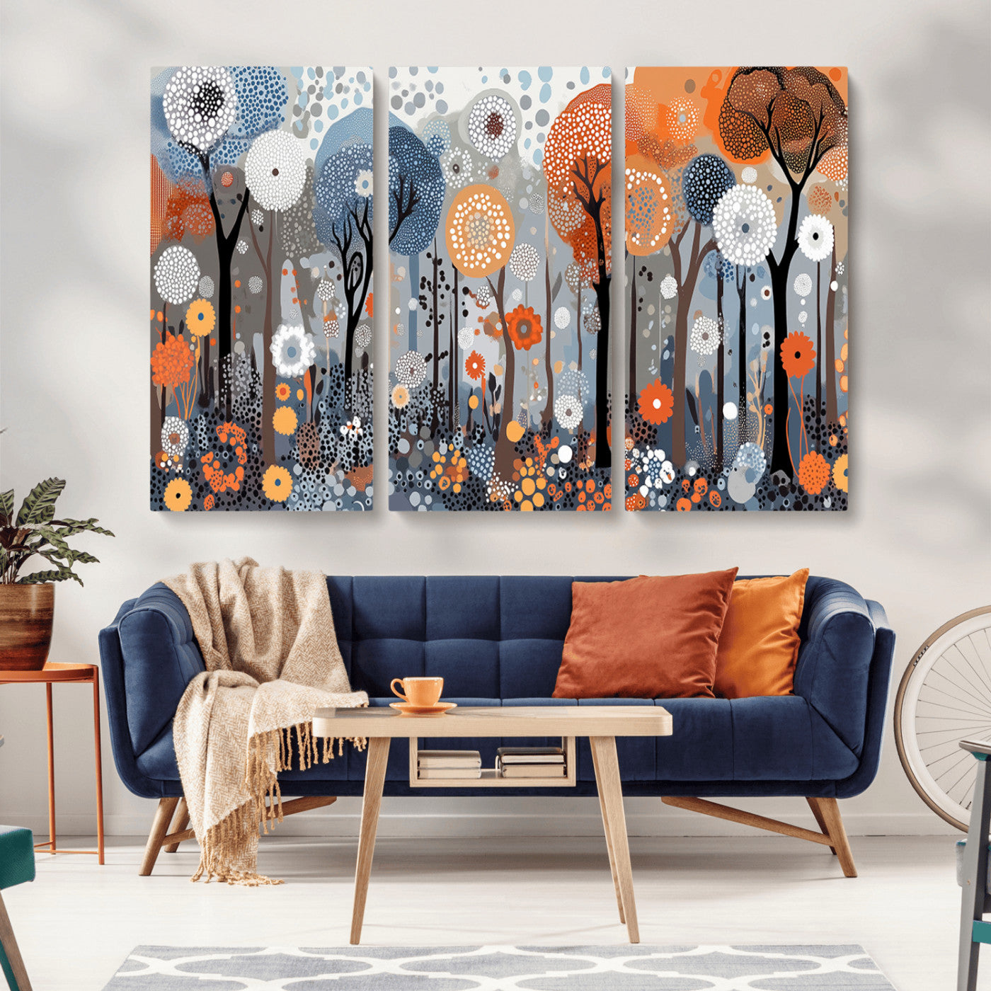 MGV-CV-48X32-3P - Abstract Winter Landscape Canvas Wall Art Print - Large Colorful Nature Wall Decor