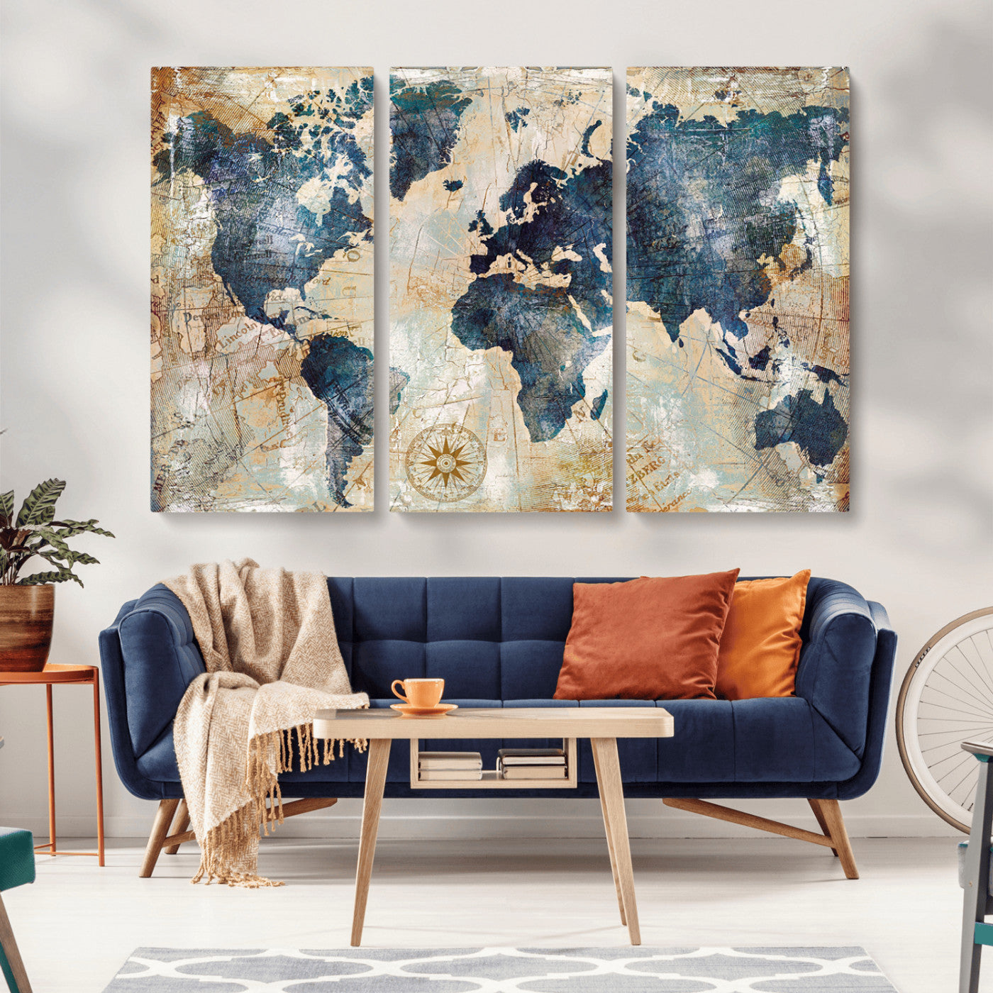 MGV-CV-48X32-3P - Push Pin World Map Canvas Print – Framed Wall Art for Couples to Track Their Travels – Anniversary