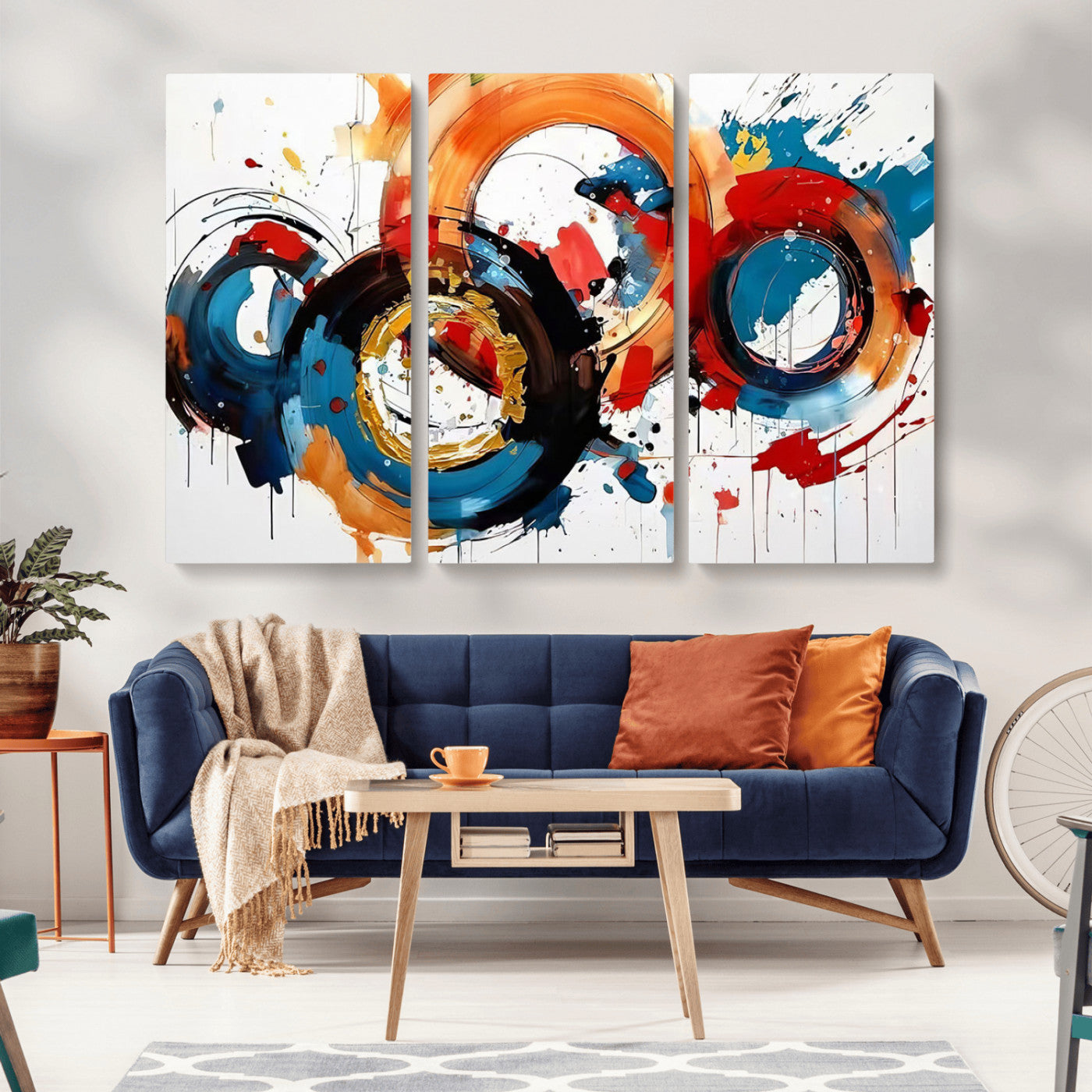 MGV-CV-48X32-3P - Abstract Wall Art, Rings Wall Art Canvas Print