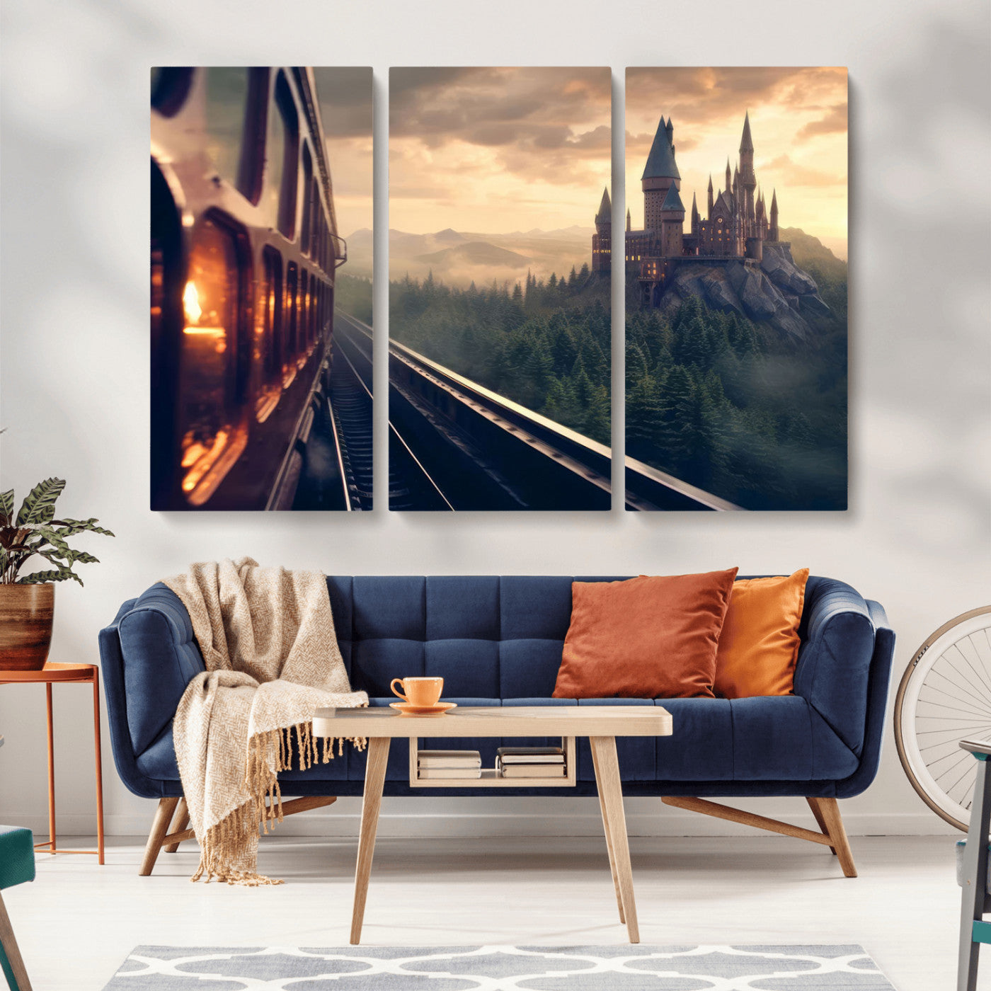 MGV-CV-48X32-3P - Harry Castle Wall Art Canvas Print, Wizard School Wall Art Print, Movie Wall Art Print