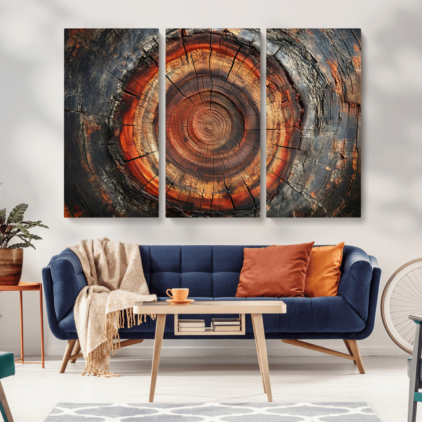 MGV-CV-48X32-3P - Wood Grain Canvas Wall Art - Framed Abstract Tree Ring Framed Wall Art, Wood Grain Canvas Wall