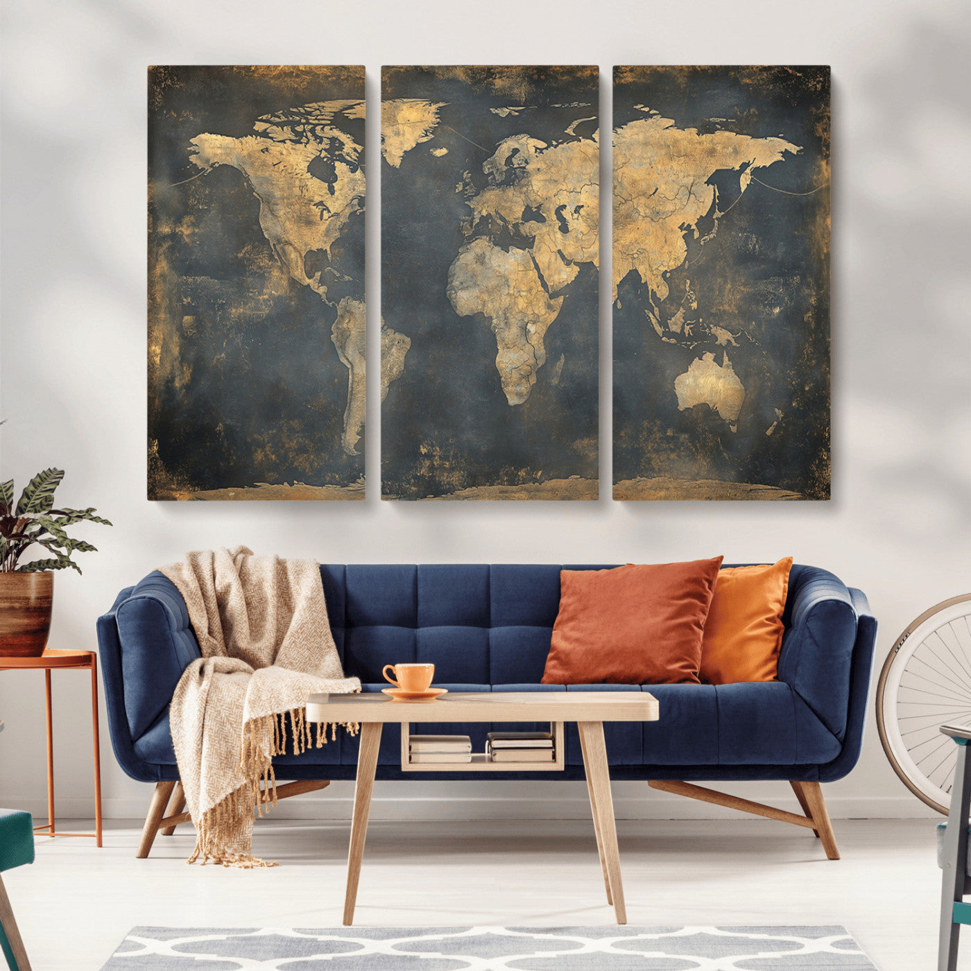 MGV-CV-48X32-3P - Push Pin World Map Canvas Print – Framed Wall Art for Couples to Track Their Travels – Anniversary