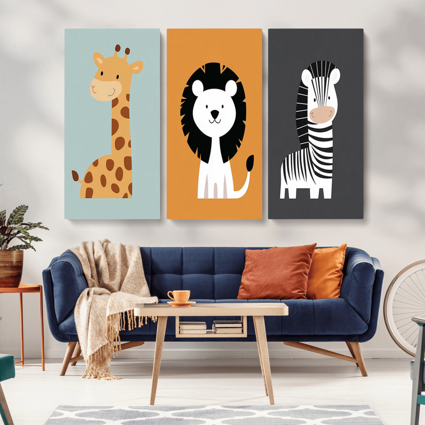 MGV-CV-48X32-3P - Boho Jungle Animal Nursery Wall Art Prints - Safari Decor in Earth Tones for Modern and Stylish