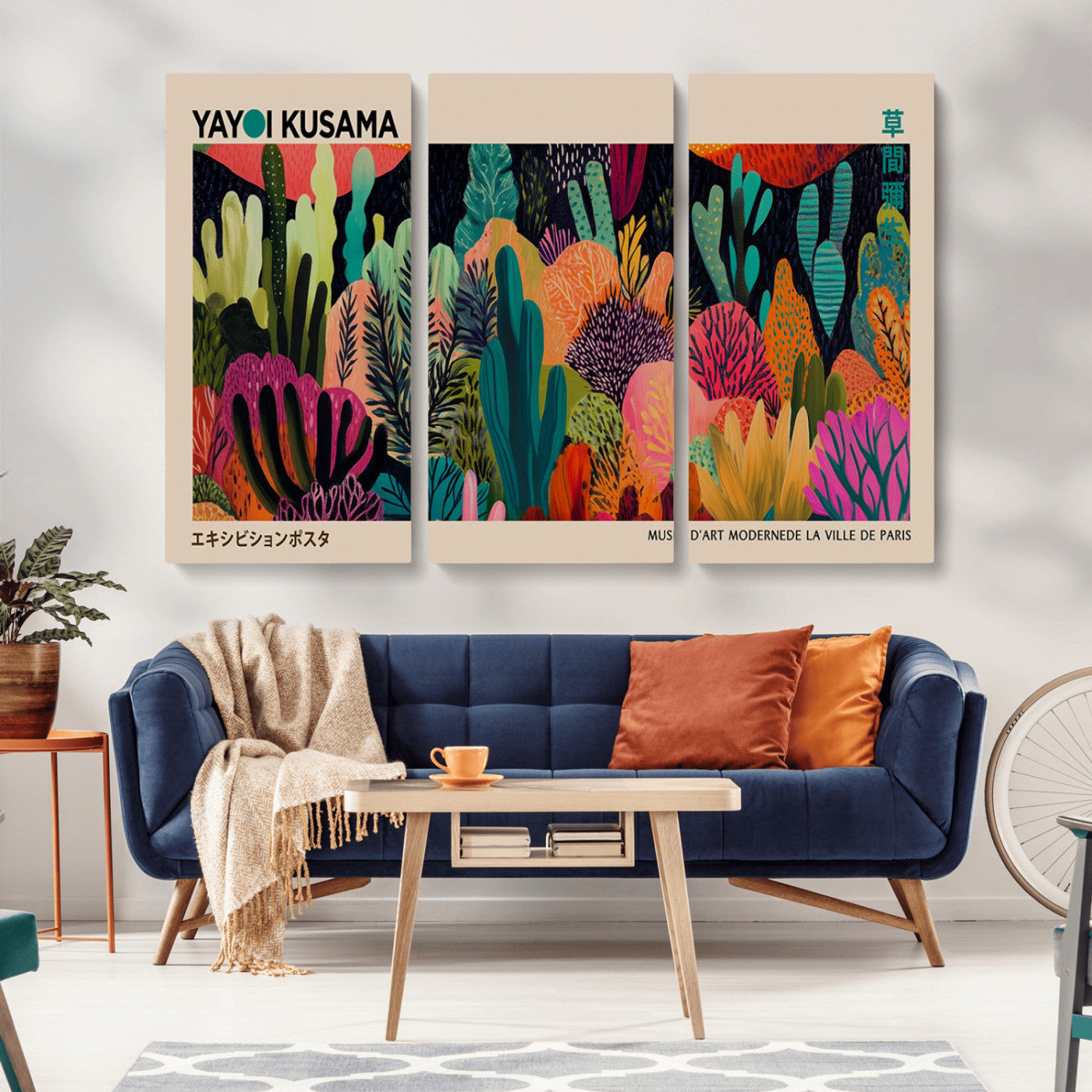 MGV-CV-48X32-3P - Yayoi Kusama Wall Art Canvas Print, Abstract Art, Large Yayoi Kusama Framed Canvas Print, Japanese