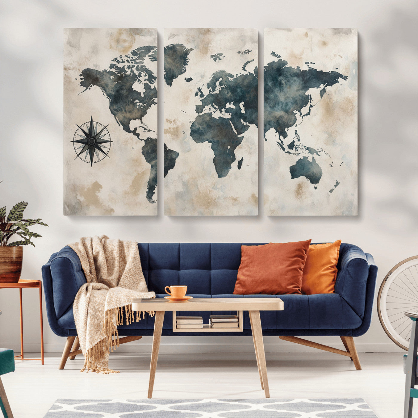 MGV-CV-48X32-3P - Push Pin World Map Canvas Print – Framed Wall Art for Couples to Track Their Travels – Anniversary