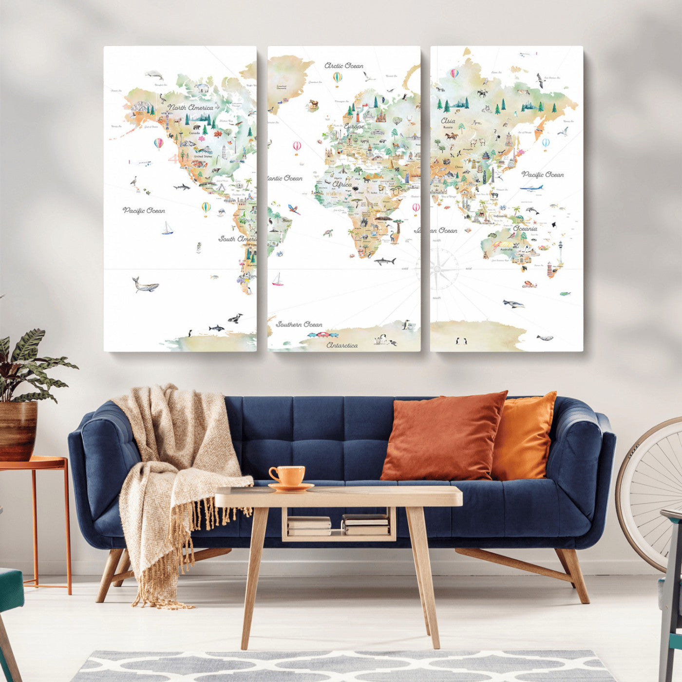 MGV-CV-48X32-3P - Push Pin World Map Canvas Print – Framed Wall Art for Couples to Track Their Travels – Anniversary