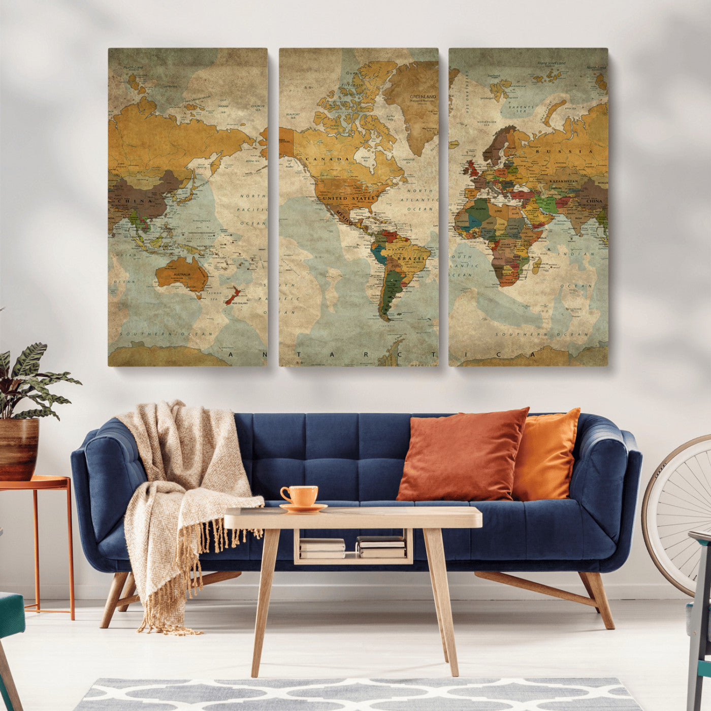 MGV-CV-48X32-3P - Push Pin World Map Canvas Print – Framed Wall Art for Couples to Track Their Travels – Anniversary