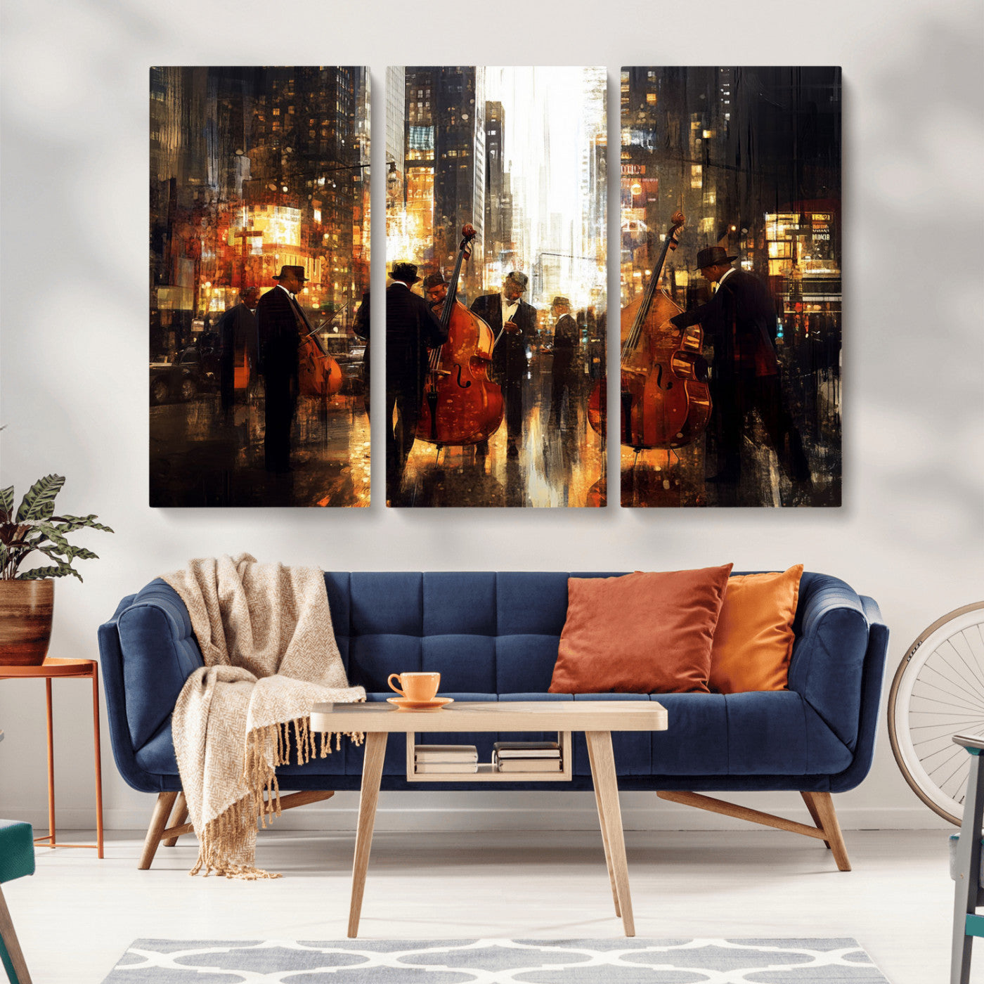MGV-CV-48X32-3P - Abstract Jazz Art Wall Art Canvas Print - Framed Abstract Music Canvas - Colorful Instrument Poster