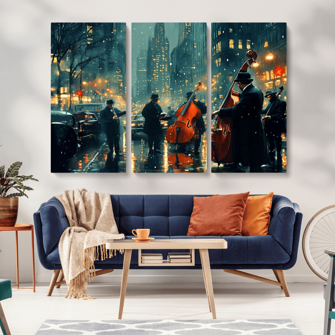 MGV-CV-48X32-3P - African American Jazz Art Print - Framed Abstract Music Canvas - Colorful Instrument Poster for