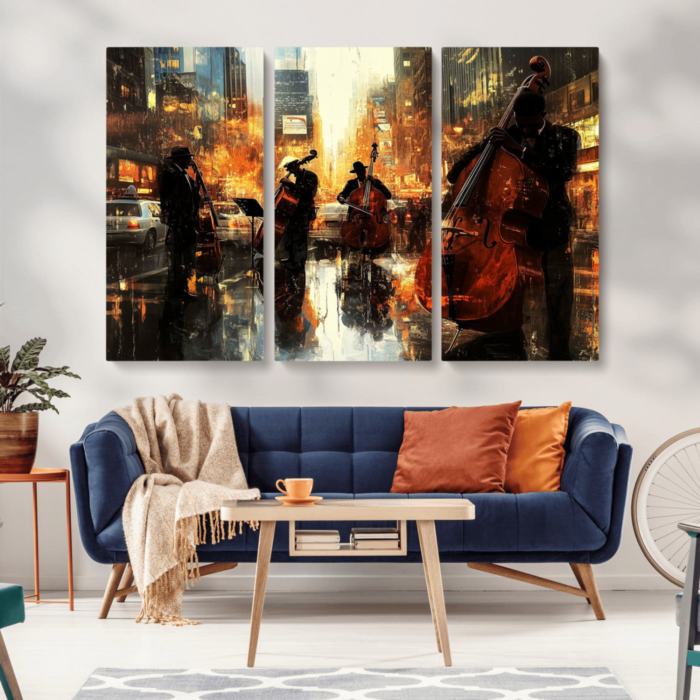 MGV-CV-48X32-3P - African American Abstract Jazz Wall Art - Framed Abstract Music Canvas - Colorful Instrument Canvsa