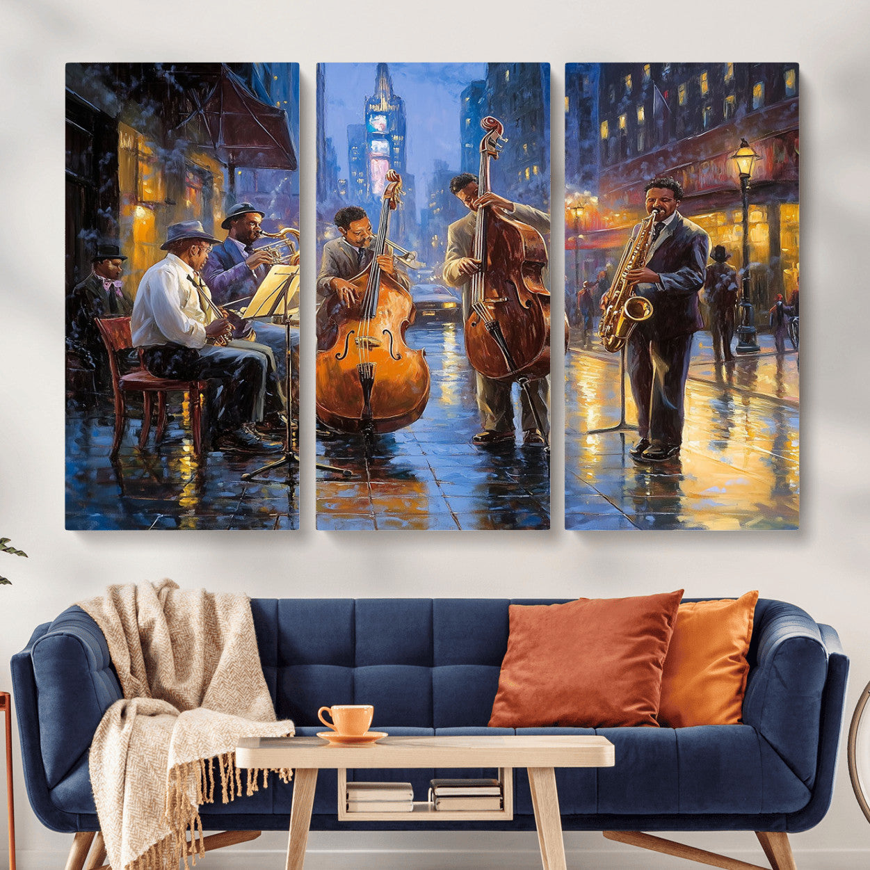 58694-MGV-CV-48X32-3P - Colorful Jazz Wall Art - African American Music Canvas Print - Framed Abstract Music Poster for Home