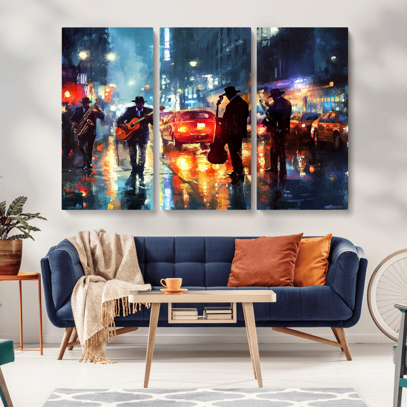 MGV-CV-48X32-3P - African American Jazz Canvas - Abstract Music Wall Art Print - Abstract Jazz Wall Art Framed Prints