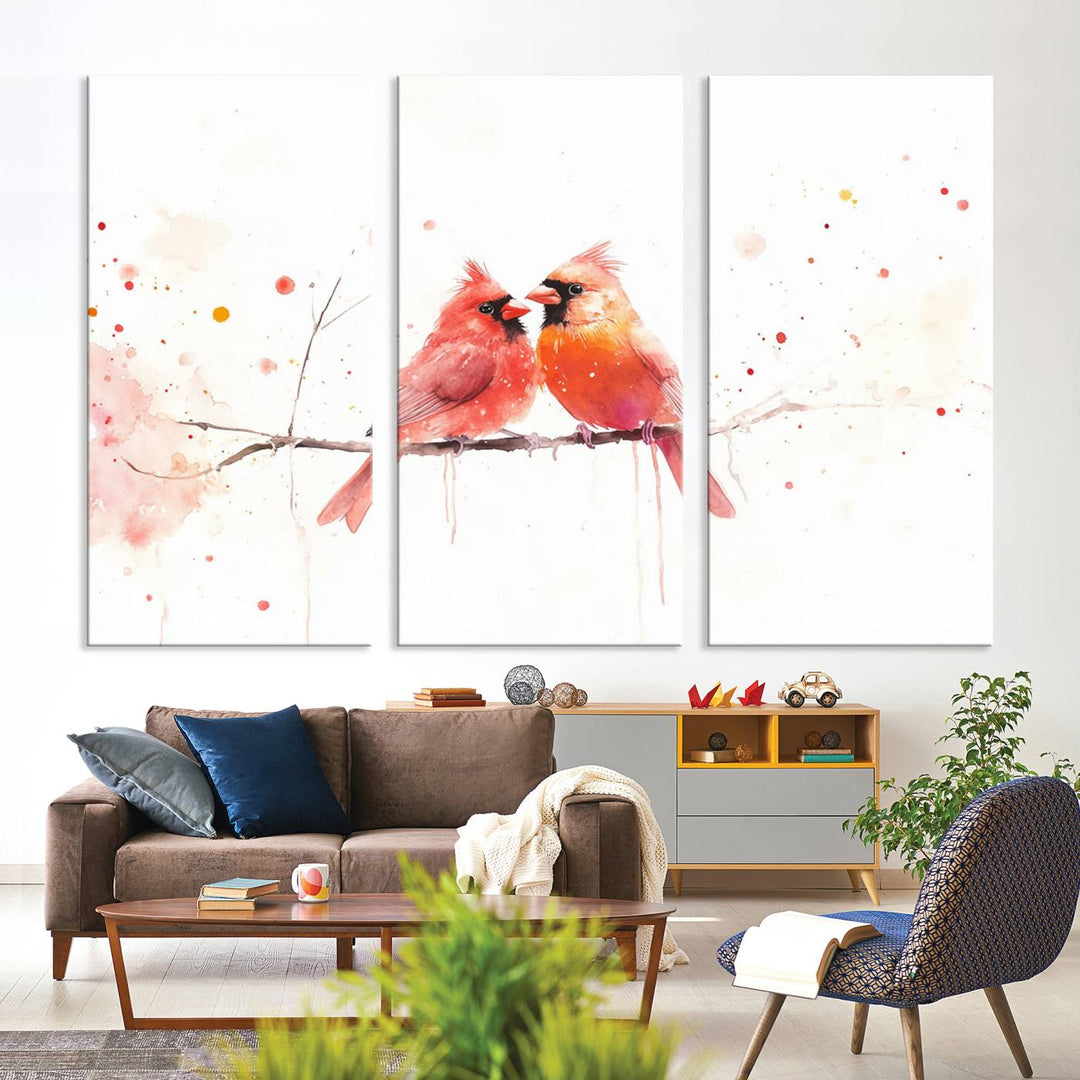 The Cardinal Bird Canvas Wall Art adds vibrant wildlife art to the wall.