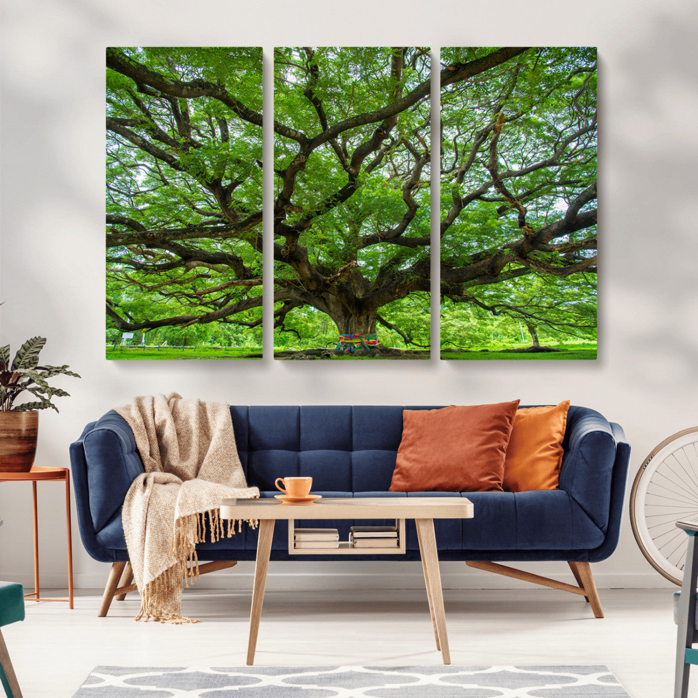 MGV-CV-48X32-3P - Oak Tree Wall Art Print, Forest Canvas Wall Art for Home and Office, Framed Angel Oak Tree Canvas