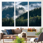 Misty Forest Wall Art Canvas Print, Framed Pine Hills Art Picture Print, Moody Hills Perfect Moody Woodland Decor Artwork