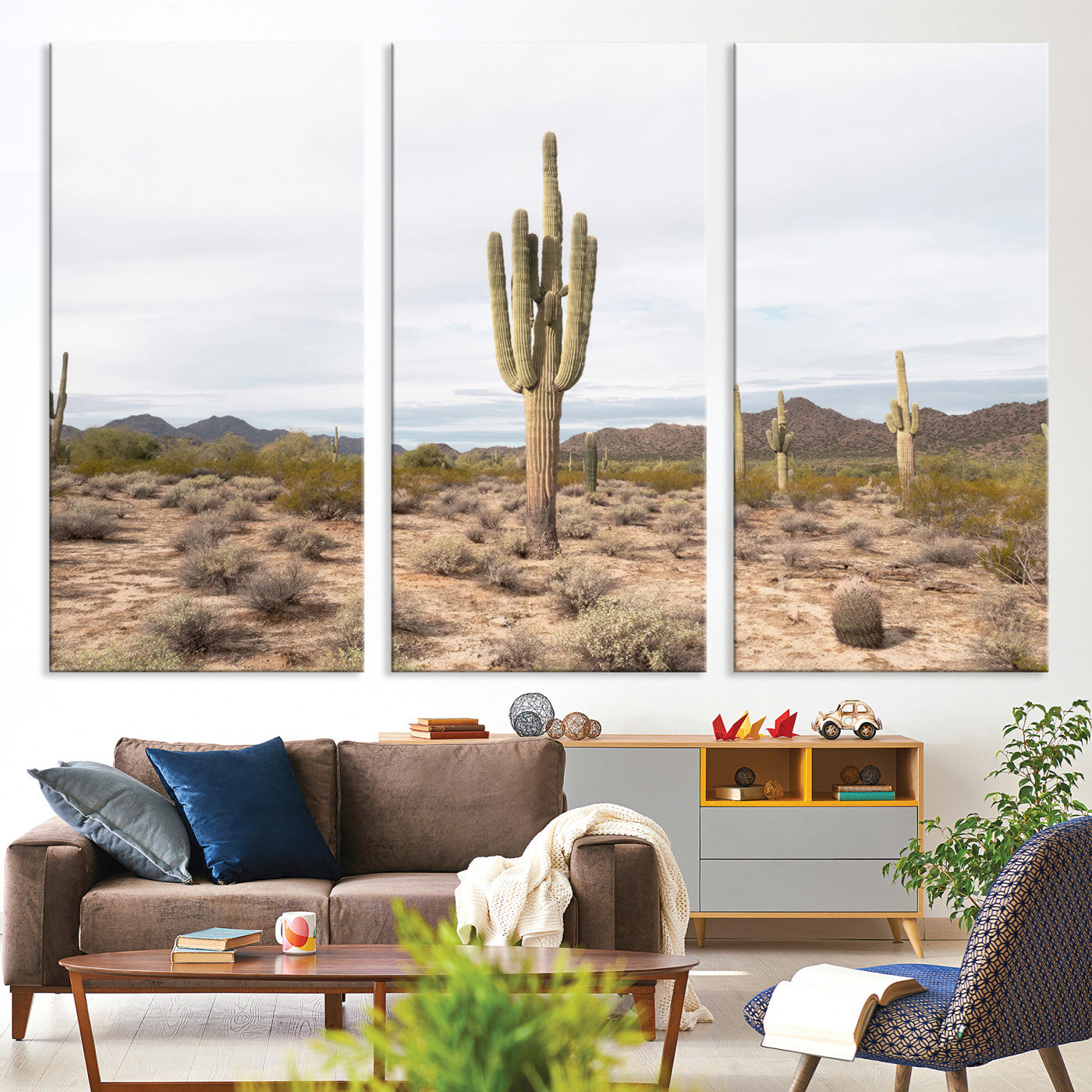 96147924-MGV-CV-36X24-Saguaro Cactus Wall Art Canvas Print, Framed Desert Art Picture Print, Minimalism Perfect Boho Decor, Framed Saguaro Cactus Canvas