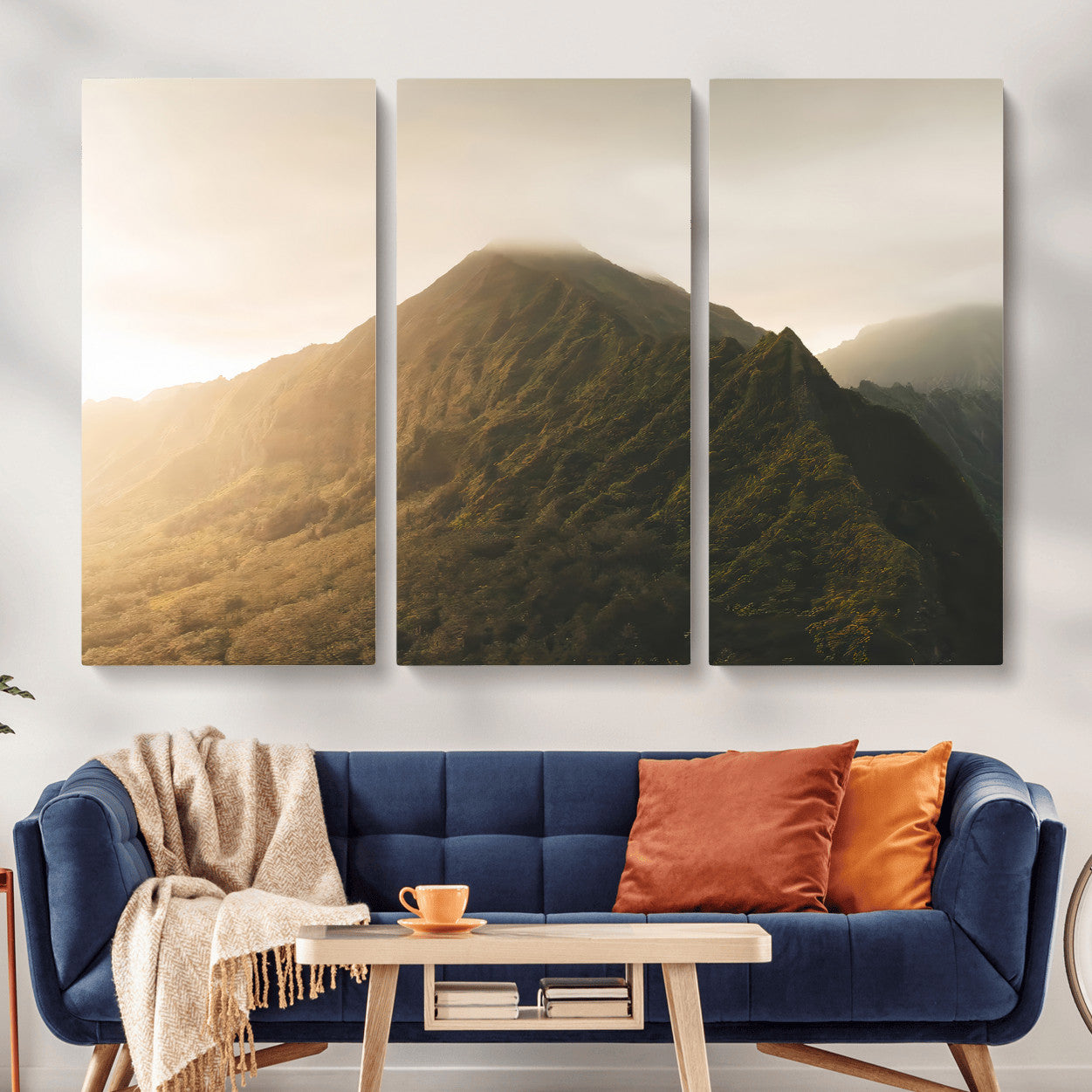 42338636-MGV-CV-36X24-Mountain Wall Art – Framed Sunset Landscape Canvas Artwork, Serene Nature Design, Rustic Decor for Home, Office