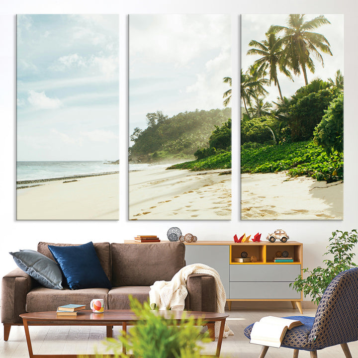Relaxing Beach Wall Art Canvas Print, Framed Ocean View Art Picture Print, Coastal Serenity Perfect Tropical Coastal Decor Artwork