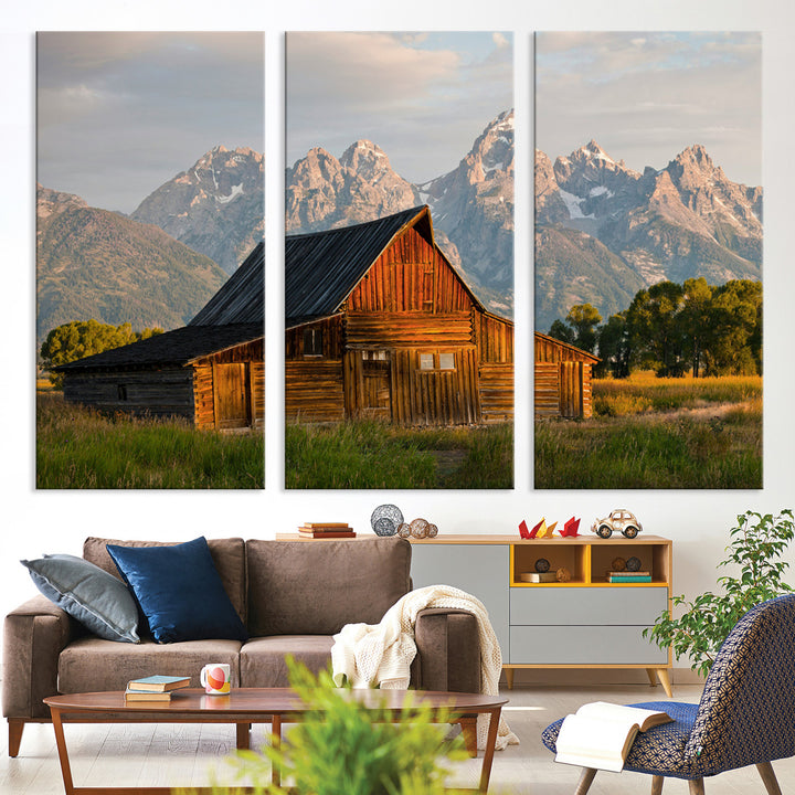 Rustic Barn Wall Art Canvas Print, Framed Western Landscape Art Picture Print, Farmhouse Style Perfect Rustic Farmhouse Decor Artwork