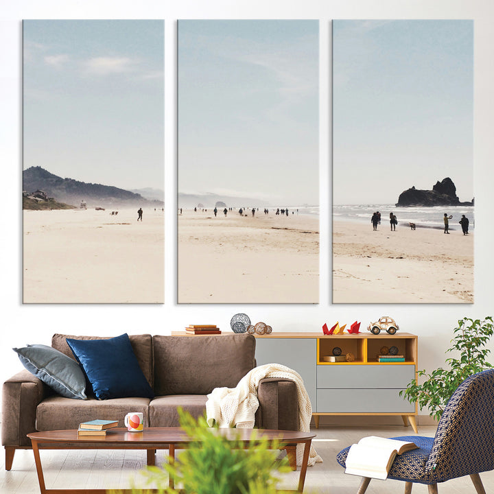 Minimalist Beach Wall Art Canvas Print, Framed Coastal Serenity Art Picture Print, Soft Sand Perfect Coastal Decor Artwork
