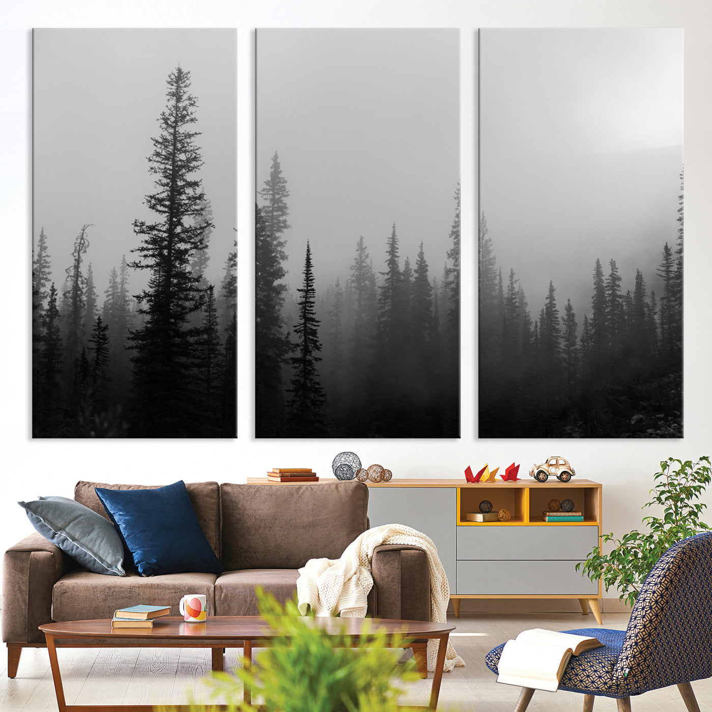73138900-MGV-CV-36X24-Misty Pines Wall Art Canvas Print - Perfect Rustic Decor