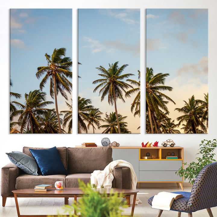 Palms Wall Art Canvas Print, Framed Tropical Art Picture Print, Coastal Perfect Coastal Decor Artwork