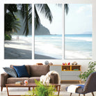 18311030-MGV-CV-36X24-Tropical Beach Wall Art Canvas Print, Framed Serene Ocean Art Picture Print, Palm Tree Shadows Perfect Tropical Coastal Decor Artwork
