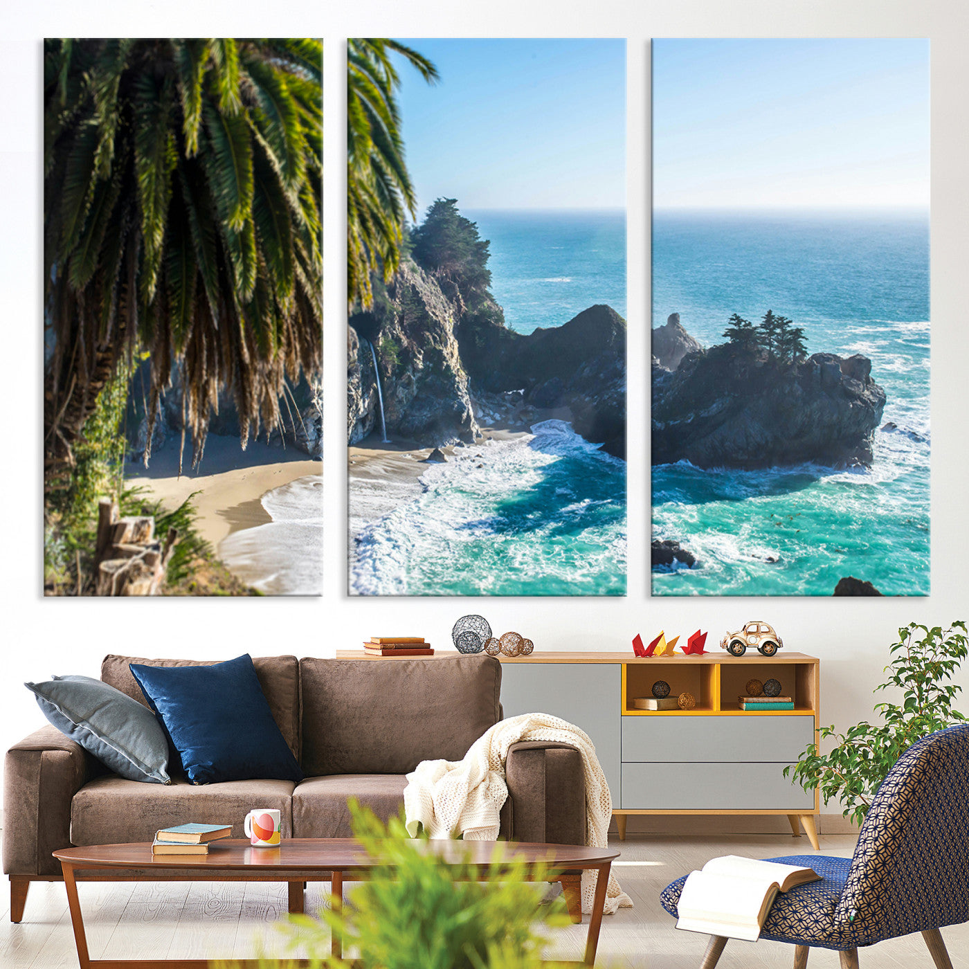 49714835-MGV-CV-36X24-Big Sur Photography Wall Art Canvas Print, Framed California Coastline Art Picture Print, Tropical Seascape Perfect Coastal Minimalist Decor