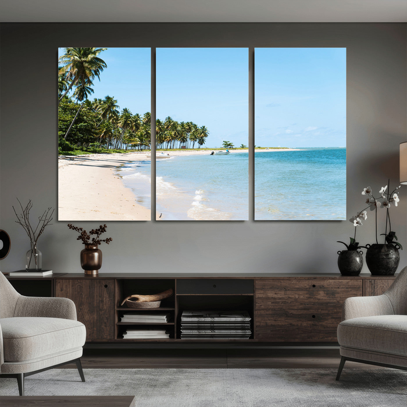 37858872-MGV-CV-36X24 - Palm Tree Paradise Coastal Wall Art – Beach Scene and Ocean Breeze Canvas Print Tranquil Tropical Shore Decor for Living Room, Bedroom or Office