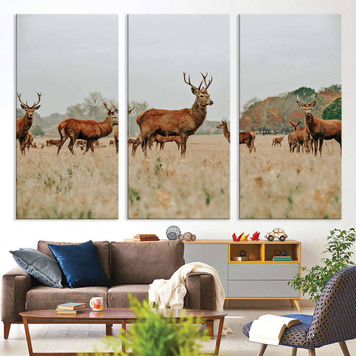 Rustic Deer Print Wall Art Canvas Print