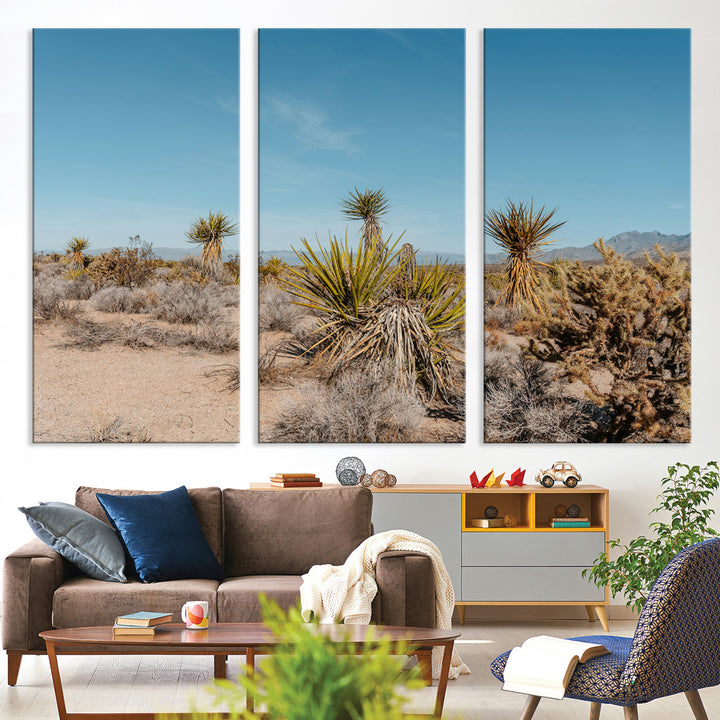 Joshua Tree Wall Art Canvas Print, Desert Landscape Print, Framed Warm Earth Tones Art Print, Large California Southwest Printing