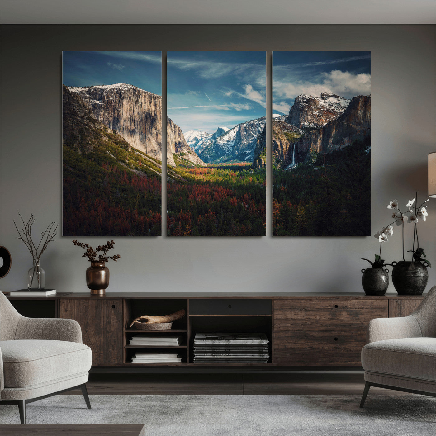 15244033-MGV-CV-36X24 - Yosemite National Park Wall Art – Framed Mountain Landscape El Capitan Canvas Print Scenic Decor for Home, Office Decor