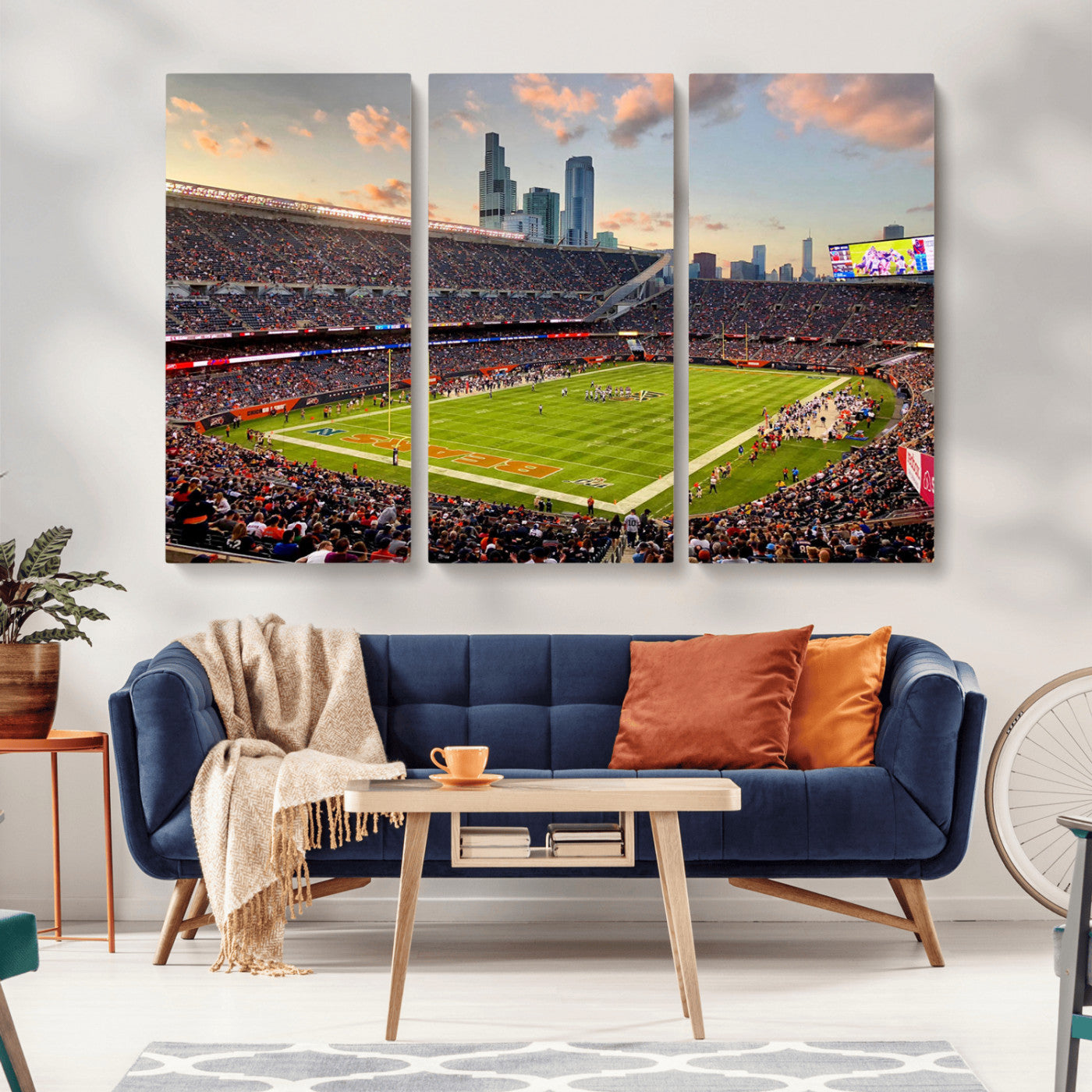 MGV-CV-48X32-3P - Chicago Bears Soldiers Field Wall Art Canvas Print – Framed Football Stadium Artwork for Sports