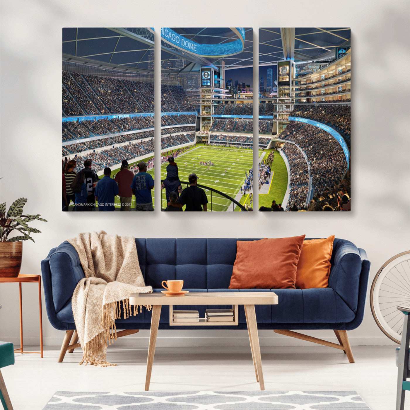 MGV-CV-48X32-3P - Chicago Bears Soldiers Field Wall Art Canvas Print – Framed Football Stadium Artwork for Sports