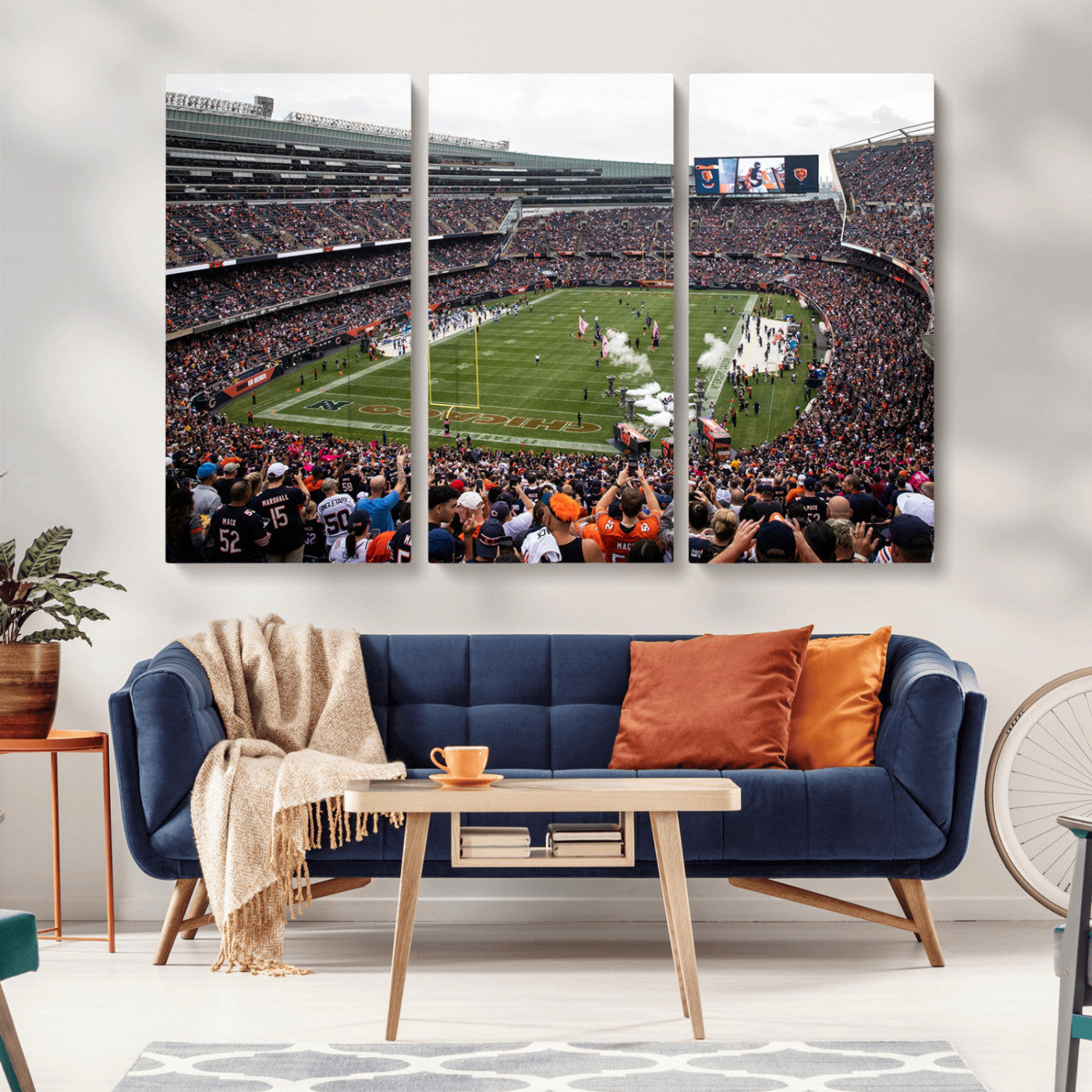 18347149-MGV-CV-36X24-Chicago Bears Soldiers Field Wall Art Canvas Print – Framed Football Stadium Artwork for Sports Fans, Soldier Field Skyline Canvas Decor for Game Room or Man Cave