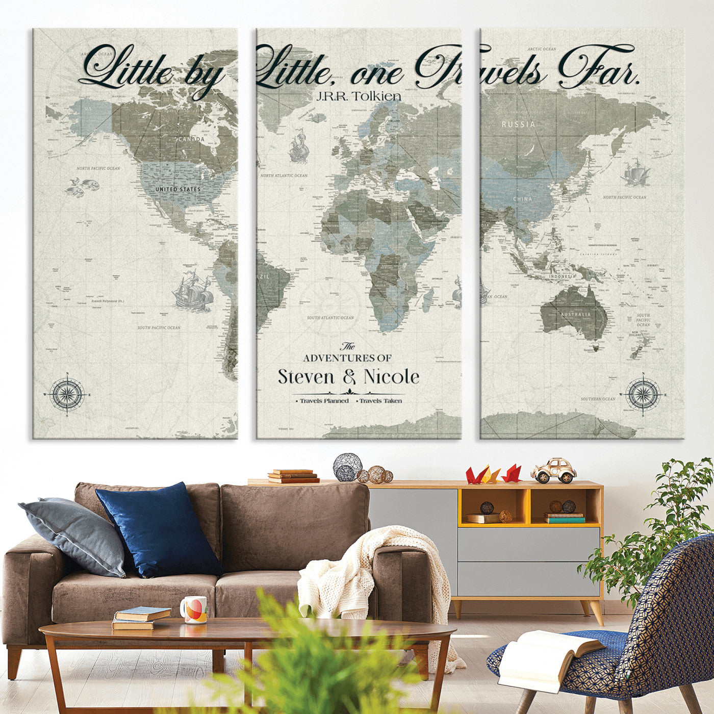 72081300-MGV-CV-36X24-Custom Push Pin World Map Wall Canvas Print – Personalized Travel Tracker with Pins – Framed Large Multi-Size Canvas for Home Office Decor