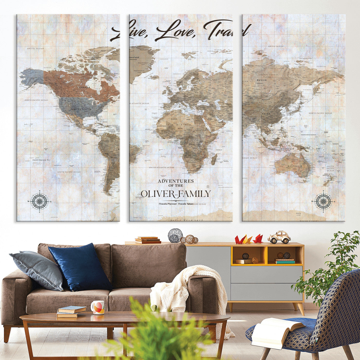 76256172-MGV-CV-36X24-Custom Push Pin World Map Wall Canvas Print – Personalized Travel Tracker with Pins – Framed Large Multi-Size Canvas for Home Office Decor