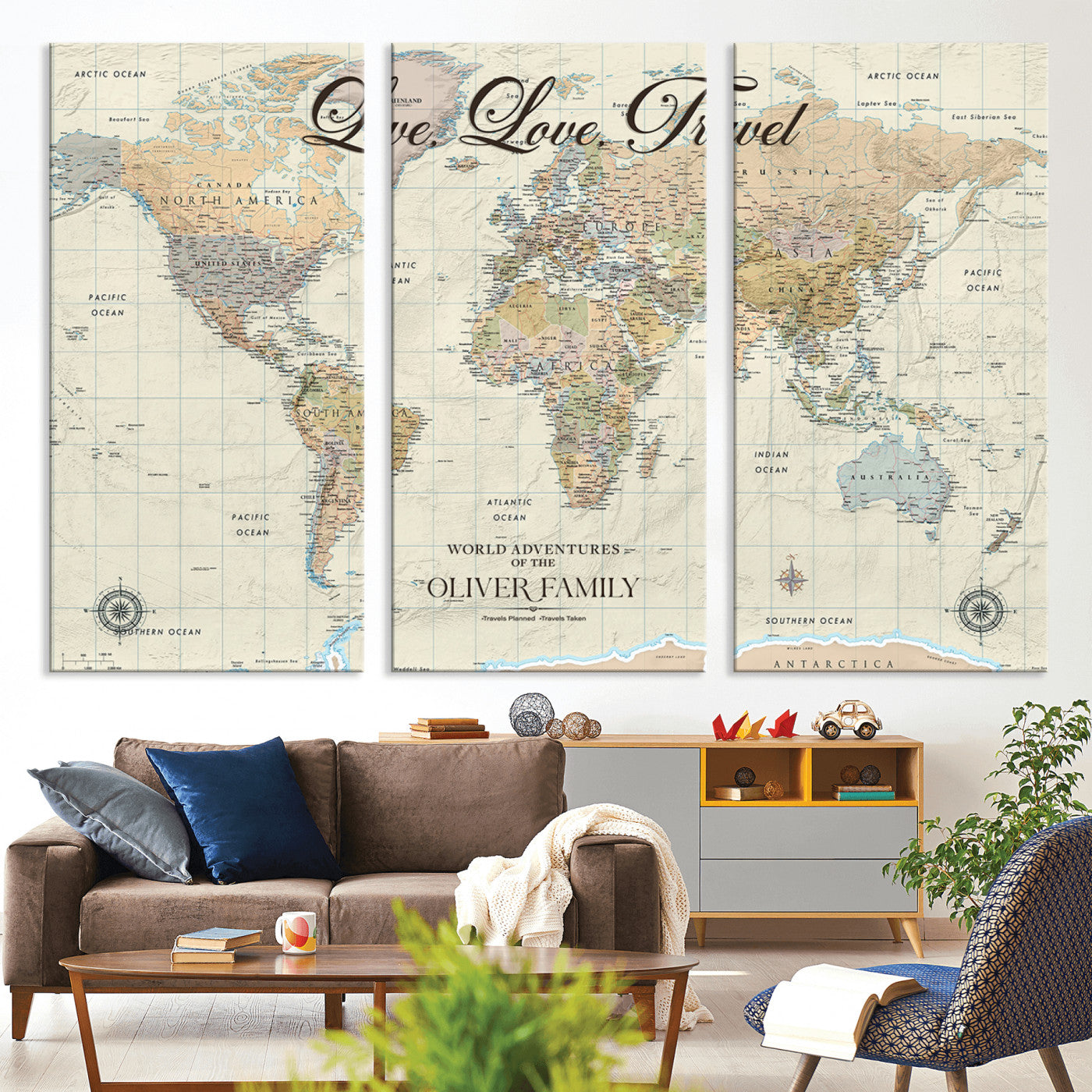 49563244-MGV-CV-36X24-Custom Push Pin World Map Wall Canvas Print – Personalized Travel Tracker with Pins – Framed Large Multi-Size Canvas for Home Office Decor