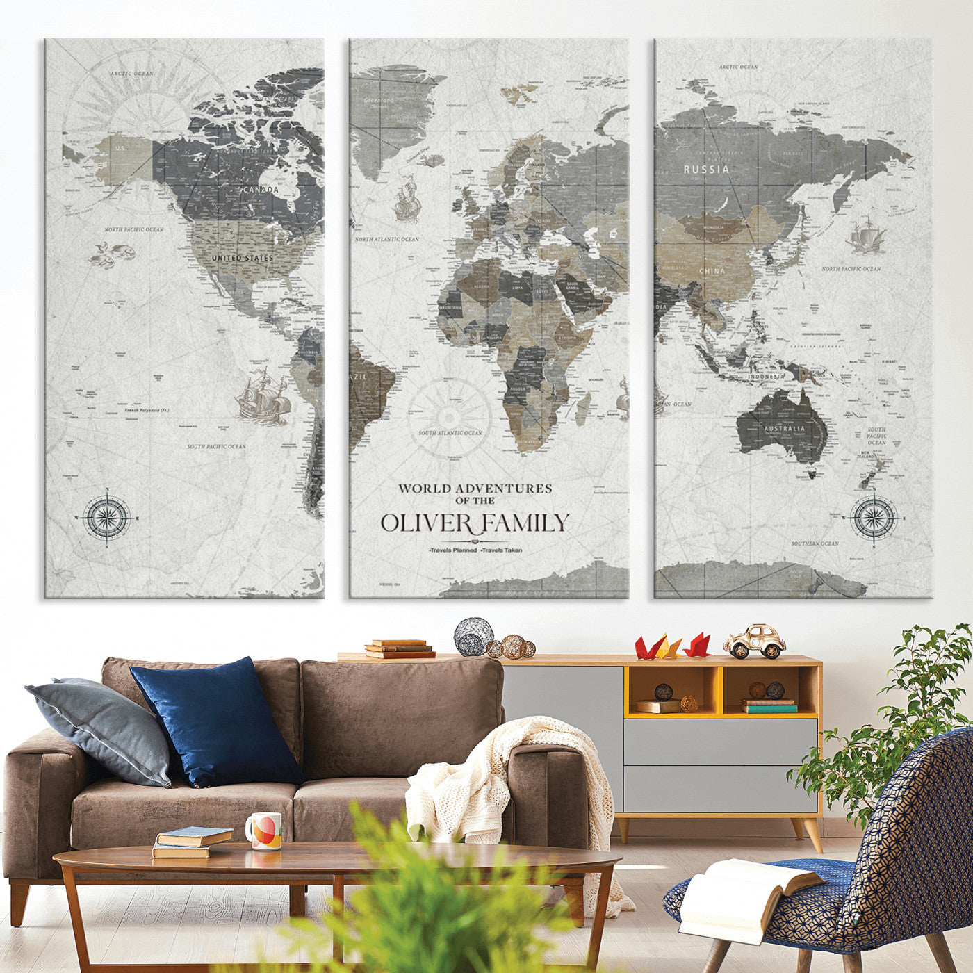 24596128-MGV-CV-36X24-Custom Push Pin World Map Wall Canvas Print – Personalized Travel Tracker with Pins – Framed Large Multi-Size Canvas for Home Office Decor