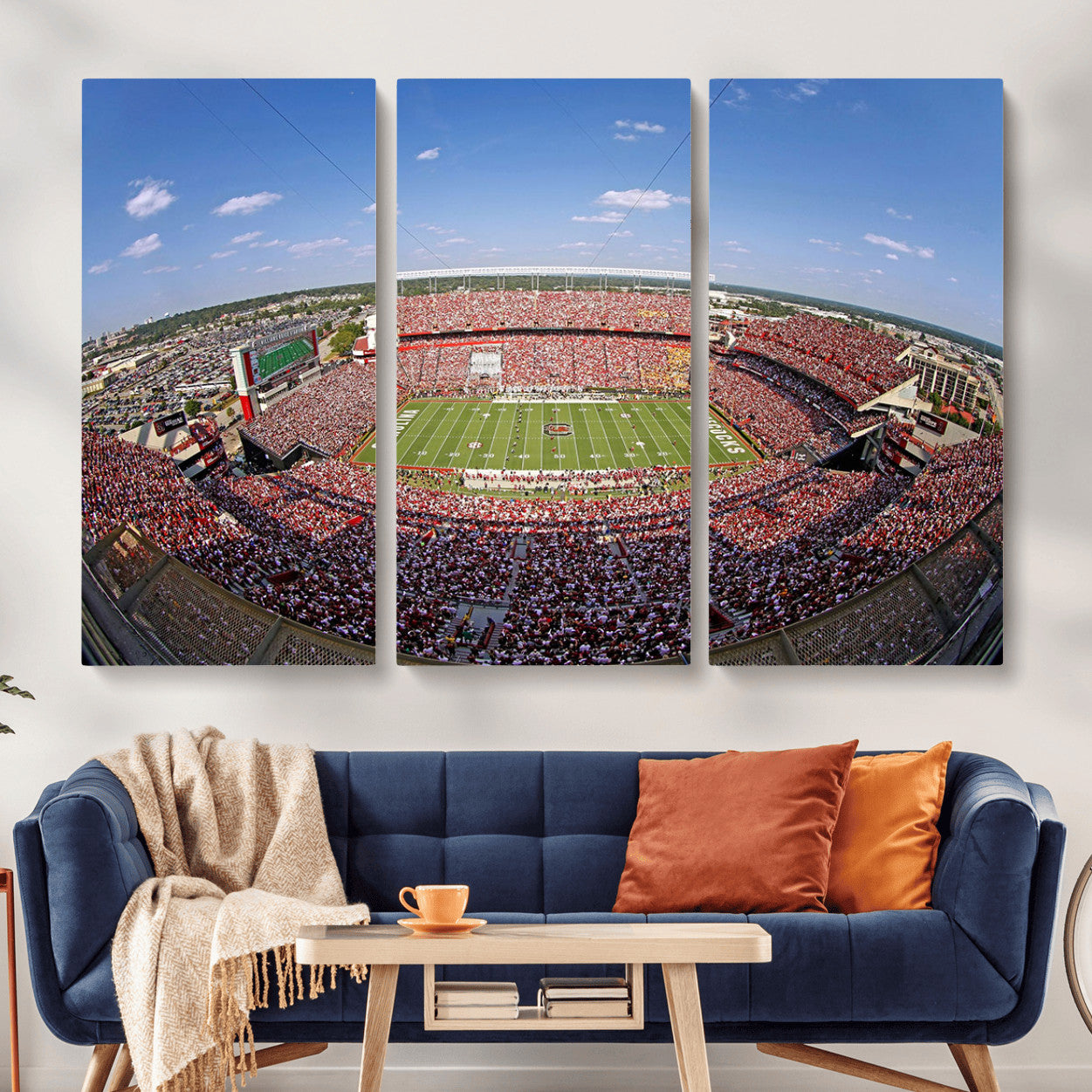 29492070-MGV-CV-48X32-3P - William Brice Stadium Wall Art Canvas Print – Stadium Crowd Sports Field Outdoor Event Football Game Artwork for Home Office