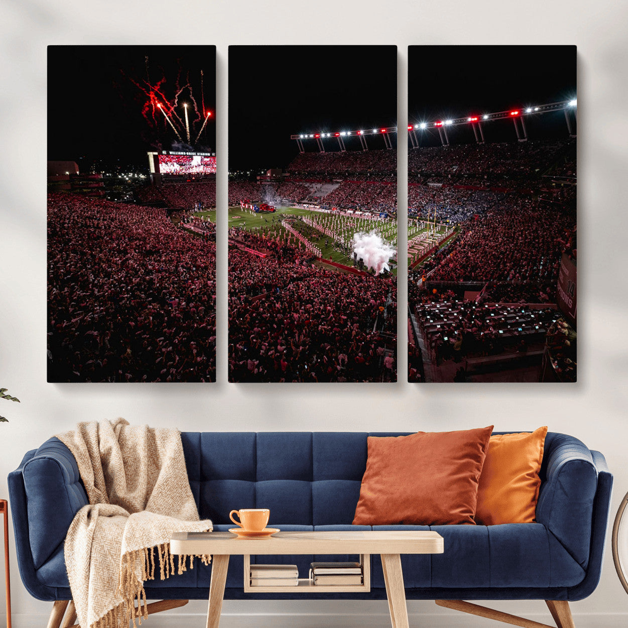 60690191-MGV-CV-48X32-3P - William Brice Stadium Wall Art Print – Baseball Game Room Artwork Print for Basement Dorm, Home, Office