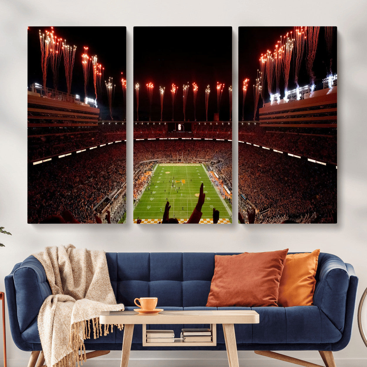 73358115-MGV-CV-48X32-3P - Tennessee Neyland Stadium Wall Art, Sports Arena Canvas Print, Panoramic Stadium Canvas Artwork for Home, Office
