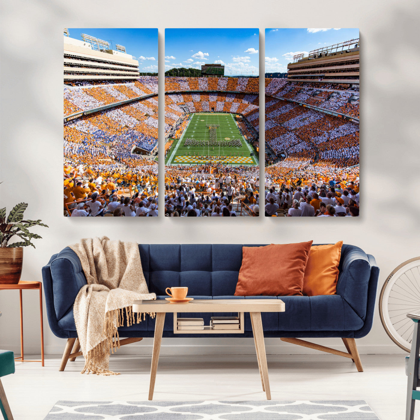 64238859-MGV-CV-48X32-3P-Tennessee Neyland Stadium Wall Art Print, Sports Arena Canvas Wall Art, Panoramic Stadium Canvas Print, Modern Athletic Field Art Printing