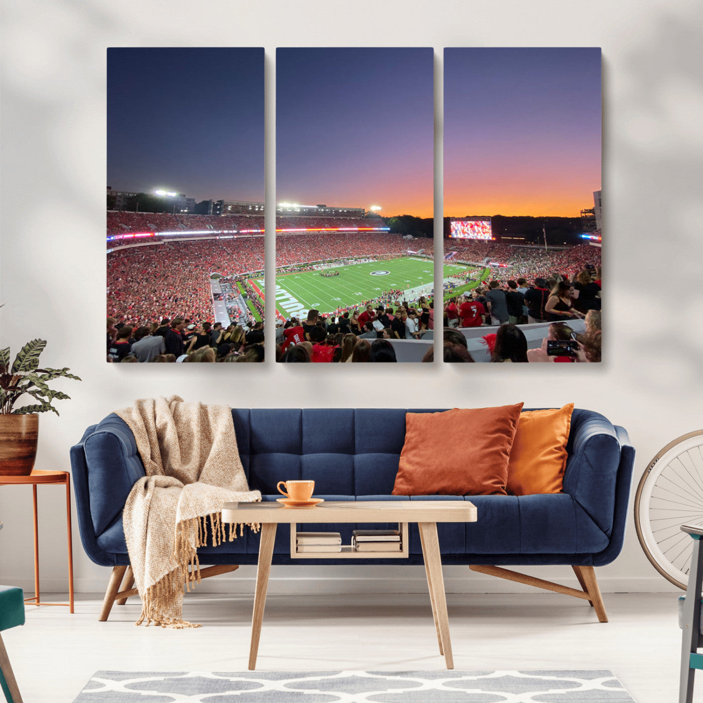 25139565-MGV-CV-48X32-3P-Dooley Stadium Wall Art Print, Sports Arena Canvas Wall Art, Dooley Field at Sanford Stadium Canvas Print, Modern Athletic Field Art Printing