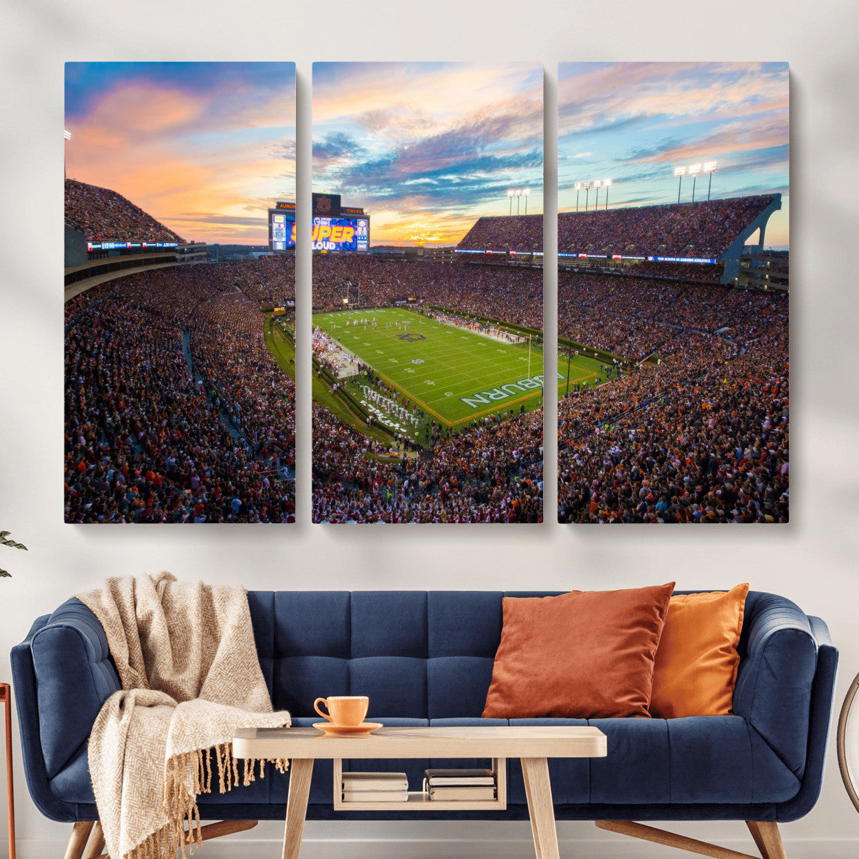 29755746-MGV-CV-36X24-Jordan-Hare Stadium Wall Art Canvas Print, Football Stadium Aerial View, College Sports Art for Man Cave or Game Room