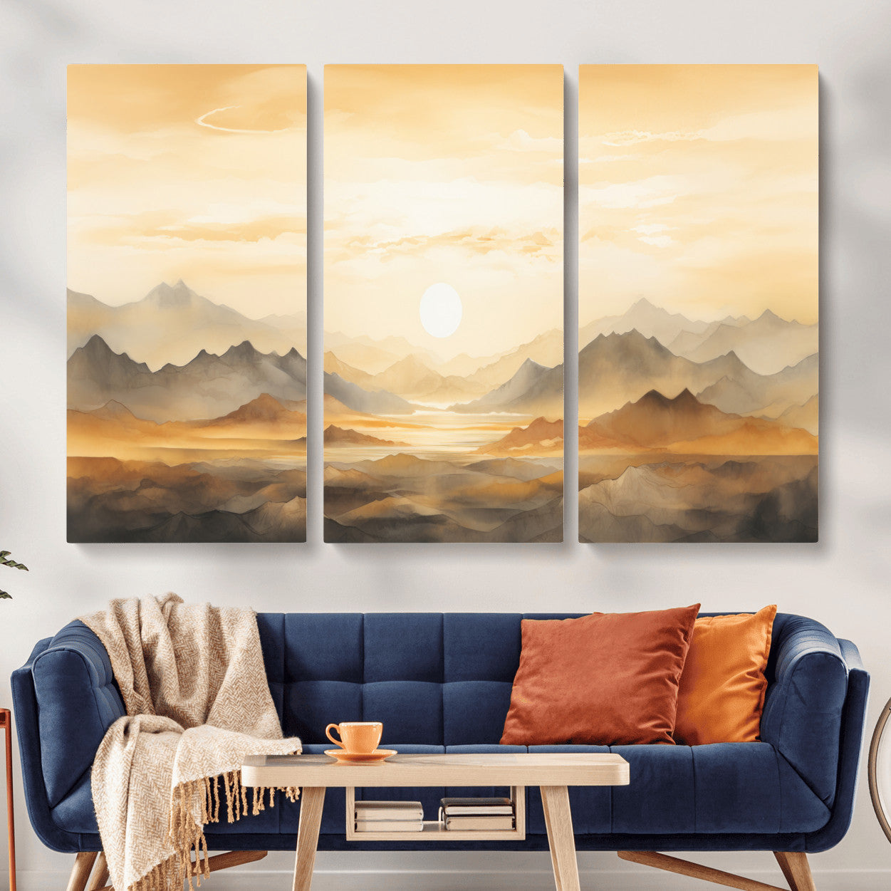 Nihat1-29-MGV-CV-36X24-Sepia Color Abstract Mountain Wall Art Canvas Print