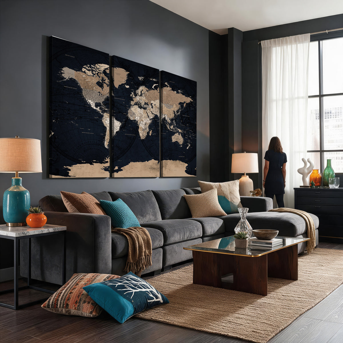 25812727-MGV-CV-36X24 - Grunge Wall Art World Map Canvas Print